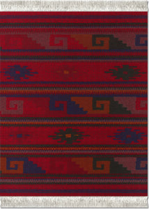 Deep Red Zapotec Mouse Rug