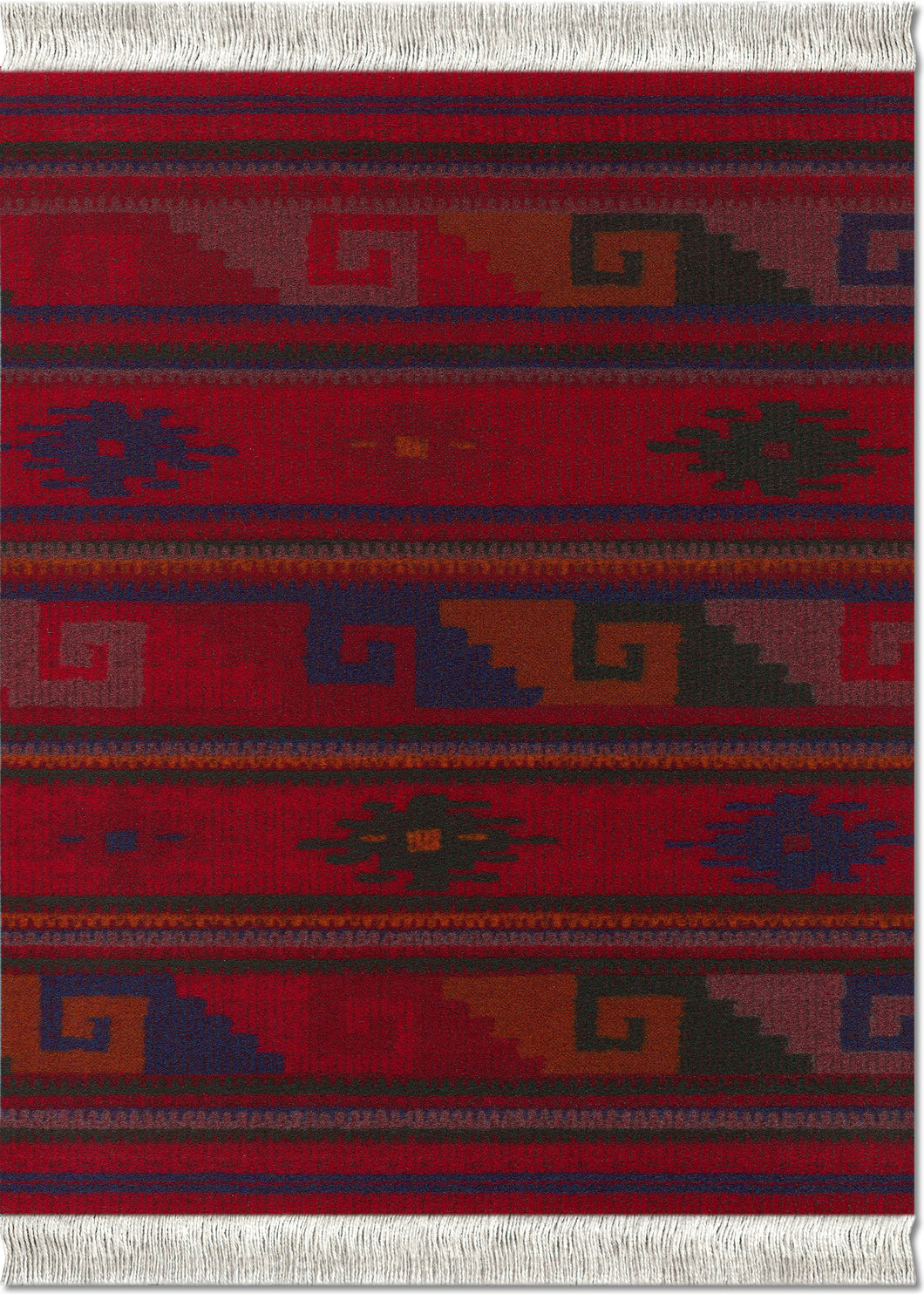 Deep Red Zapotec Mouse Rug