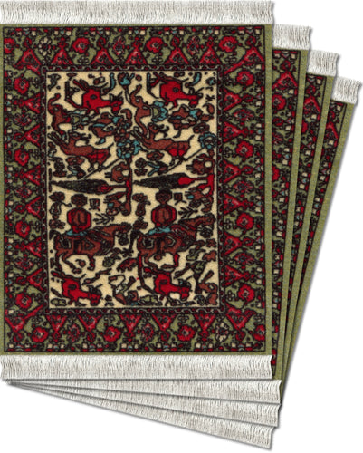 Jade Fars Pictorial Coaster Rug Set